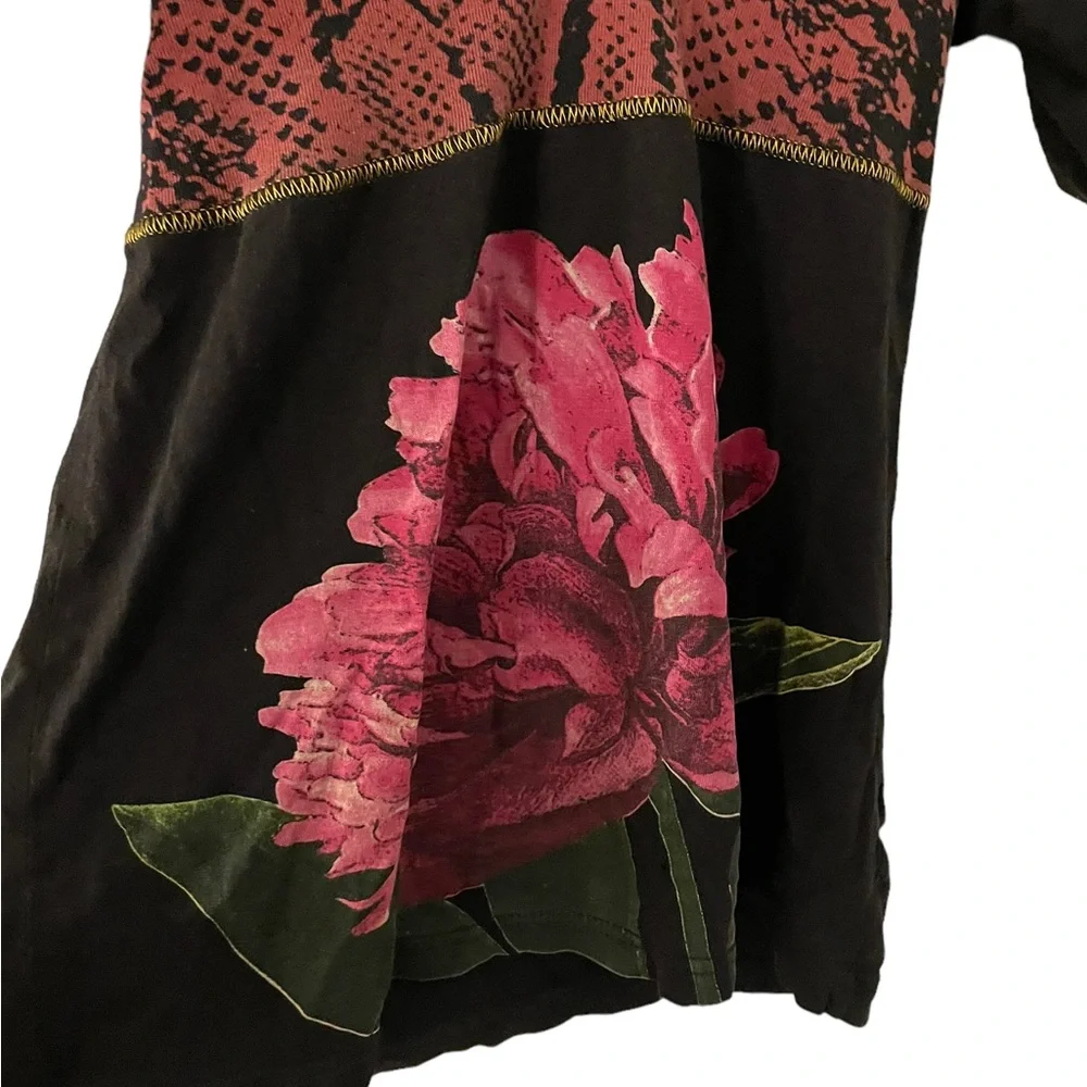 Desigual Empire Waist Multimedia Print Short Sleeve Top Medium - Picture 3 of 7